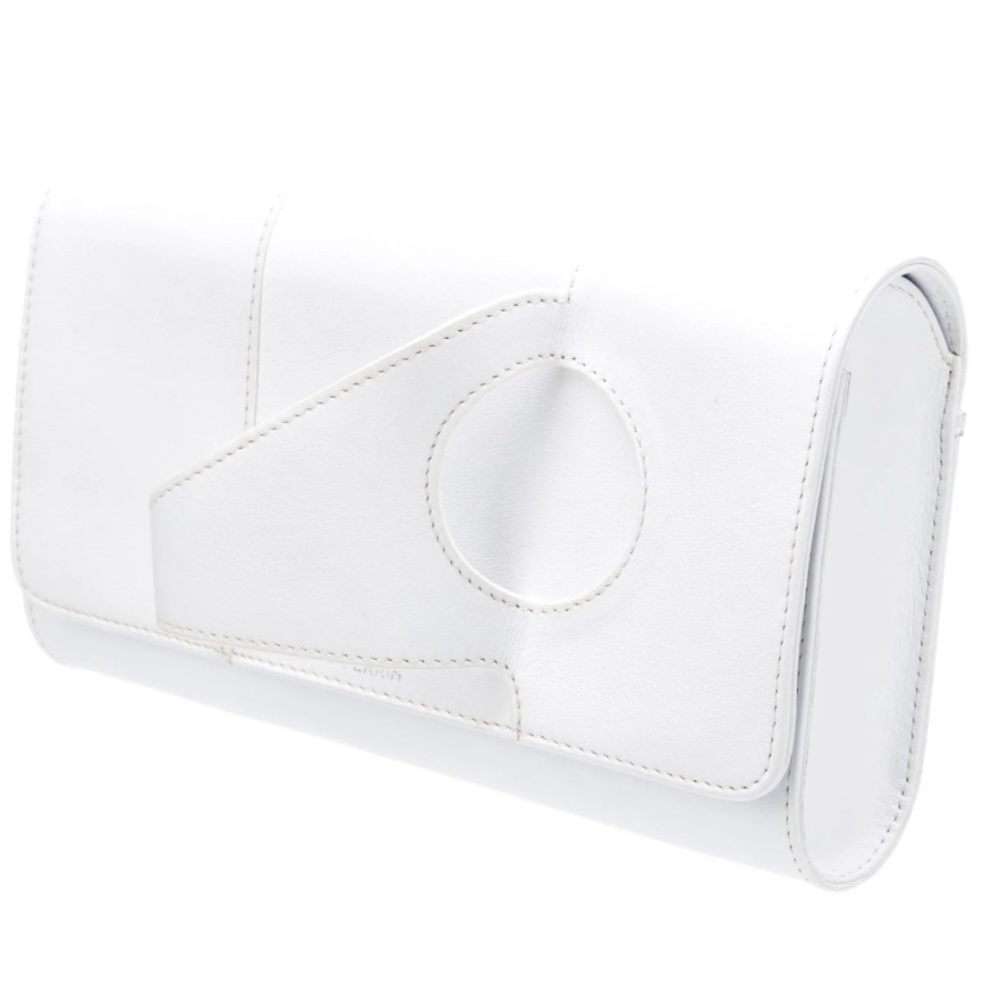 Perrin Paris  L'Eiffel White Leather Glove Clutch